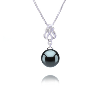 Colgante de perlas Perla Tahití de calidad AAA de 9 a 10mm en color Negro