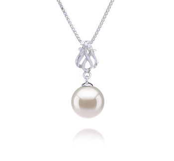 Colgante de perlas Perla de Agua Dulce de calidad AAAA de 9 a 10mm en color Blanco