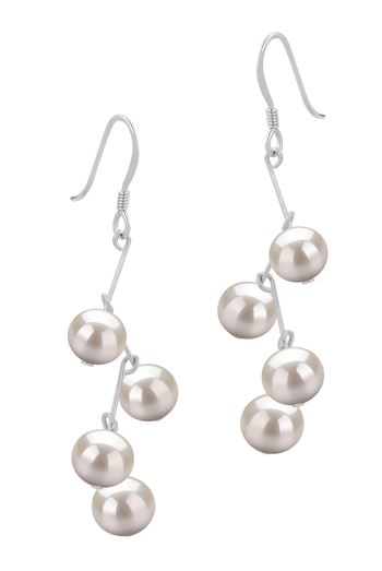 Par de pendientes de perlas Perla de Agua Dulce de calidad AA de 6 a 7mm en color Blanco