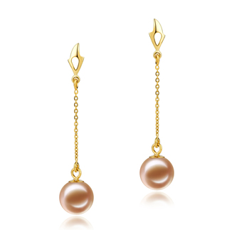 Par de pendientes de perlas Perla de Agua Dulce de calidad AAAA de 6 a 7mm en color Rosa