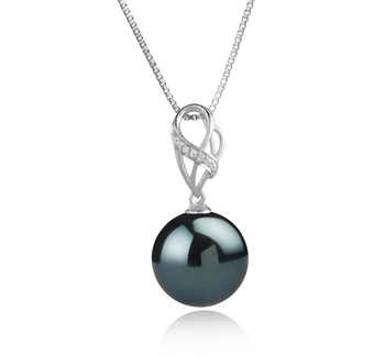 Colgante de perlas Perla Tahití de calidad AAA de 11 a 12mm en color Negro