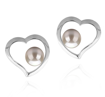 Par de pendientes de perlas Perla de Agua Dulce de calidad AAAA de 5 a 6mm en color Blanco