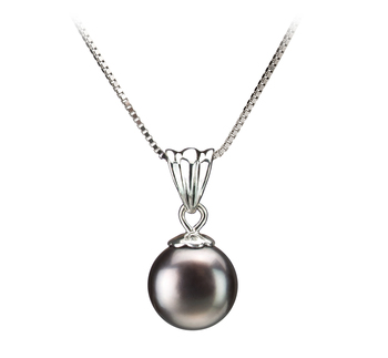 Colgante de perlas Perla de Agua Dulce de calidad AA de 9 a 10mm en color Negro