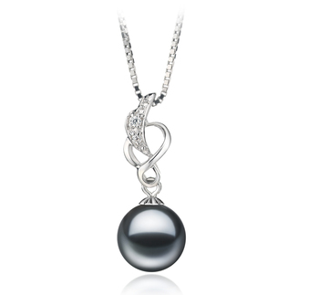 Colgante de perlas Perla de Agua Dulce de calidad AA de 9 a 10mm en color Negro