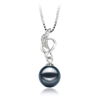 Colgante de perlas Perla Akoya Japonesa de calidad AA de 8 a 9mm en color Negro