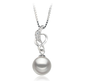 Colgante de perlas Perla Akoya Japonesa de calidad AA de 8 a 9mm en color Blanco