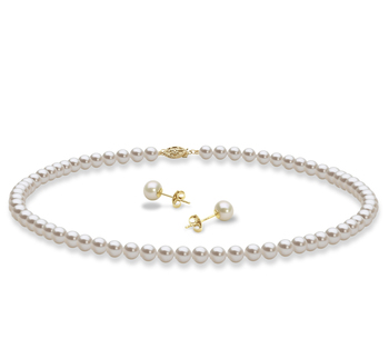 Conjunto de perlas Perla de Agua Dulce de calidad AAA de 5 a 6mm en color Blanco