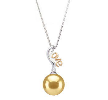 Colgante de perlas Mar del Sur de calidad AAA de 10 a 11mm en color Oro