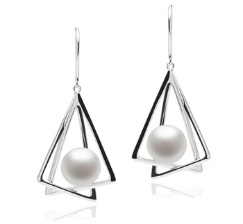 Par de pendientes de perlas Perla de Agua Dulce de calidad AA de 10 a 11mm en color Blanco