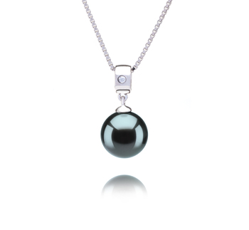 Colgante de perlas Perla Tahití de calidad AAA de 9 a 10mm en color Negro