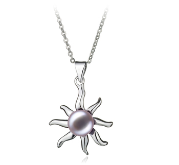 Colgante de perlas Perla de Agua Dulce de calidad AA de 7 a 8mm en color Lavanda
