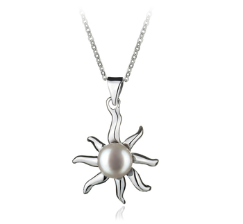 Colgante de perlas Perla de Agua Dulce de calidad AA de 7 a 8mm en color Blanco