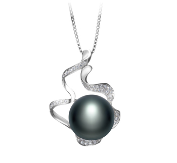 Colgante de perlas Perla de Agua Dulce de calidad AA de 12 a 13mm en color Negro