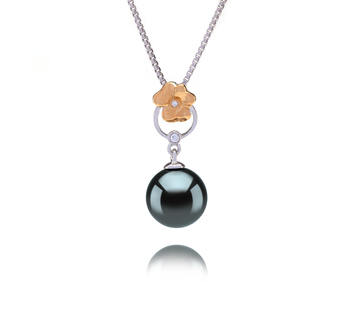Colgante de perlas Perla Tahití de calidad AAA de 9 a 10mm en color Negro