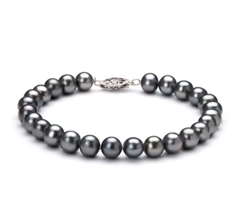 Pulsera de perlas Perla de Agua Dulce de calidad AA de 6 a 7mm en color Negro