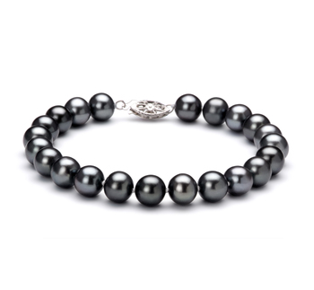 Pulsera de perlas Perla de Agua Dulce de calidad AA de 7.5 a 8.5mm en color Negro