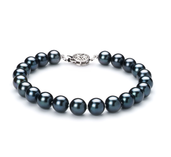Pulsera de perlas Perla Akoya Japonesa de calidad AA de 7.5 a 8mm en color Negro