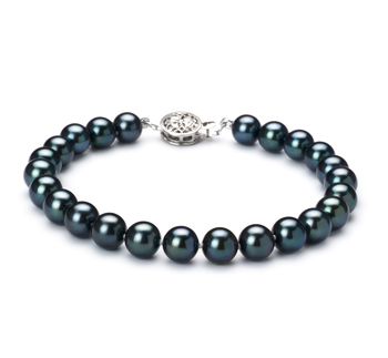 Pulsera de perlas Perla Akoya Japonesa de calidad AAA de 6.5 a 7mm en color Negro