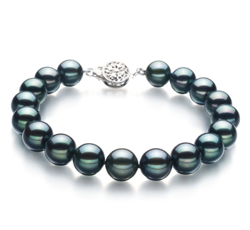 Pulsera de perlas Perla Akoya Japonesa de calidad AA de 8 a 8.5mm en color Negro