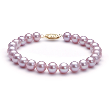 Pulsera de perlas Perla de Agua Dulce de calidad AA de 7 a 8mm en color Lavanda
