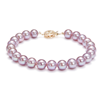 Pulsera de perlas Perla de Agua Dulce de calidad AAAA de 7 a 8mm en color Lavanda