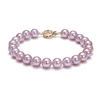Pulsera de perlas Perla de Agua Dulce de calidad AAA de 7.5 a 8mm en color Lavanda