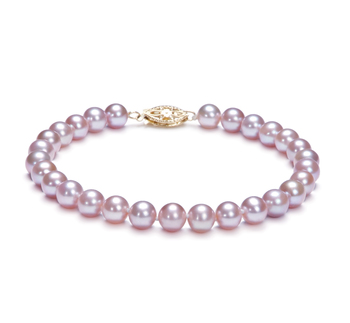 Pulsera de perlas Perla de Agua Dulce de calidad AA de 6 a 6.5mm en color Lavanda