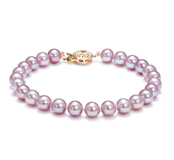 Pulsera de perlas Perla de Agua Dulce de calidad AAAA de 6 a 7mm en color Lavanda