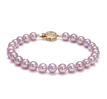 Pulsera de perlas Perla de Agua Dulce de calidad AAA de 6 a 7mm en color Lavanda