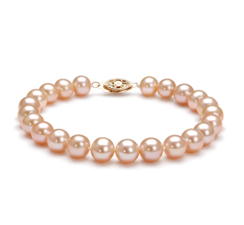Pulsera de perlas Perla de Agua Dulce de calidad AA de 7 a 8mm en color Rosa