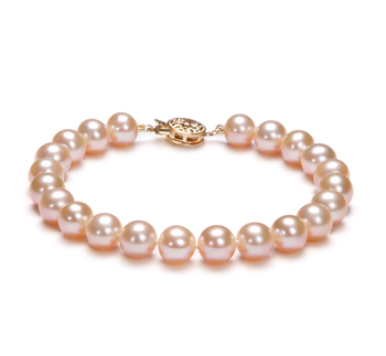 Pulsera de perlas Perla de Agua Dulce de calidad AAA de 7 a 8mm en color Rosa