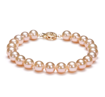 Pulsera de perlas Perla de Agua Dulce de calidad AAAA de 7 a 8mm en color Rosa