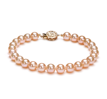 Pulsera de perlas Perla de Agua Dulce de calidad AAAA de 6 a 6.5mm en color Rosa