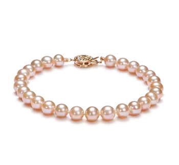 Pulsera de perlas Perla de Agua Dulce de calidad AAA de 6 a 7mm en color Rosa