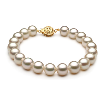 Pulsera de perlas Perla de Agua Dulce de calidad AAA de 8 a 9mm en color Blanco