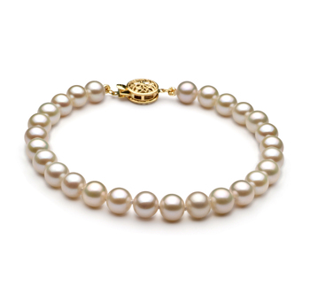 Pulsera de perlas Perla de Agua Dulce de calidad AAA de 6 a 7mm en color Blanco