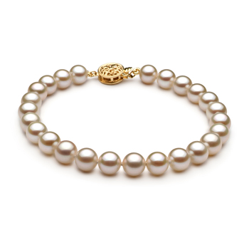 Pulsera de perlas Perla de Agua Dulce de calidad AAAA de 6 a 7mm en color Blanco