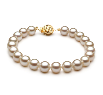 Pulsera de perlas Perla de Agua Dulce de calidad AAAA de 7 a 8mm en color Blanco