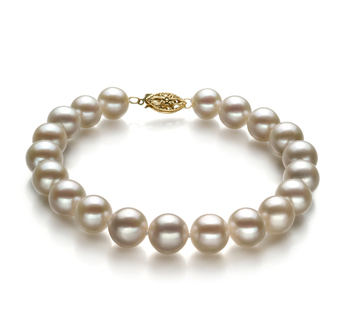 Pulsera de perlas Perla de Agua Dulce de calidad AA de 8.5 a 9mm en color Blanco