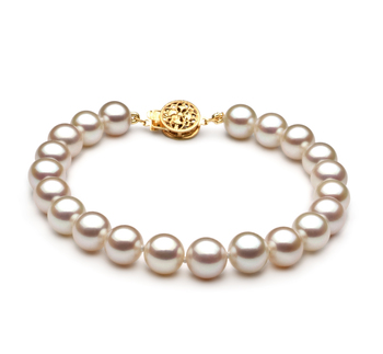 Pulsera de perlas Perla de Agua Dulce de calidad AAA de 7 a 8mm en color Blanco