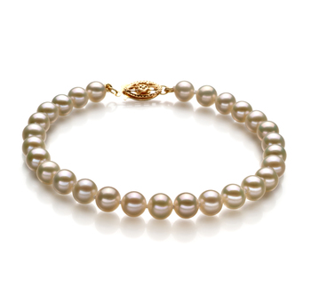 Pulsera de perlas Perla de Agua Dulce de calidad AAA de 5.5 a 6mm en color Blanco