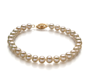 Pulsera de perlas Perla de Agua Dulce de calidad AA de 5 a 5.5mm en color Blanco