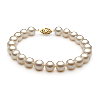 Pulsera de perlas Perla de Agua Dulce de calidad AA de 7.5 a 8.5mm en color Blanco