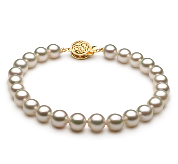 Pulsera de perlas Perla Akoya Japonesa de calidad AAA de 6.5 a 7mm en color Blanco