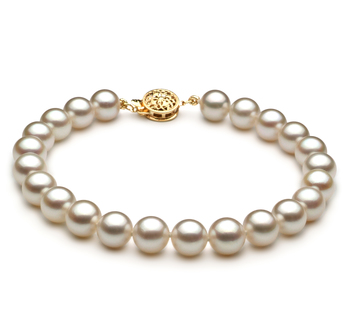 Pulsera de perlas Perla Akoya Japonesa de calidad AAA de 7.5 a 8mm en color Blanco
