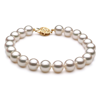 Pulsera de perlas Perla Akoya Japonesa de calidad AA de 8 a 9mm en color Blanco