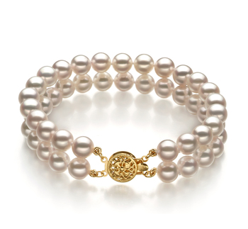 Pulsera de perlas Perla Akoya Japonesa de calidad AA de 6 a 7mm en color Blanco