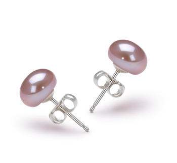 Par de pendientes de perlas Perla de Agua Dulce de calidad AA de 7 a 8mm en color Lavanda