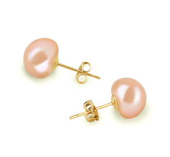 Par de pendientes de perlas Perla de Agua Dulce de calidad AAA de 8 a 9mm en color Rosa