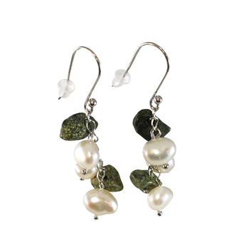 Par de pendientes de perlas Perla de Agua Dulce de calidad A de 5.5 a 8.5mm en color Blanco